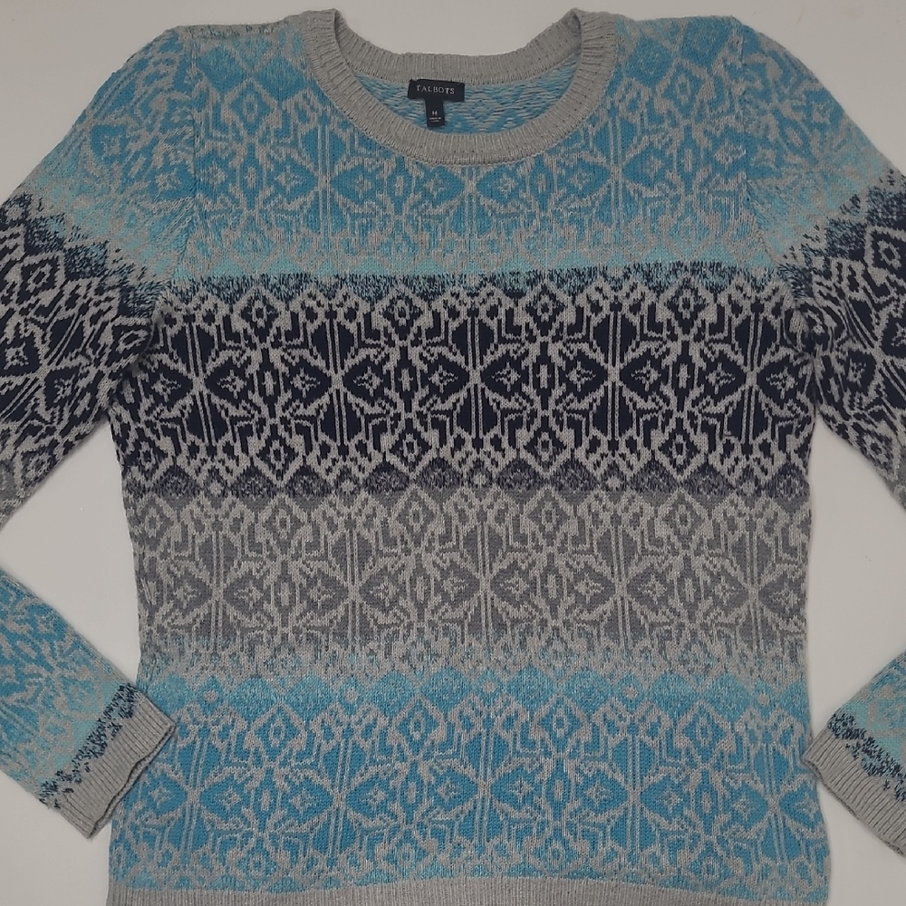 Talbots Sweater Crewneck Patterned Cable Knit Pul… - image 4
